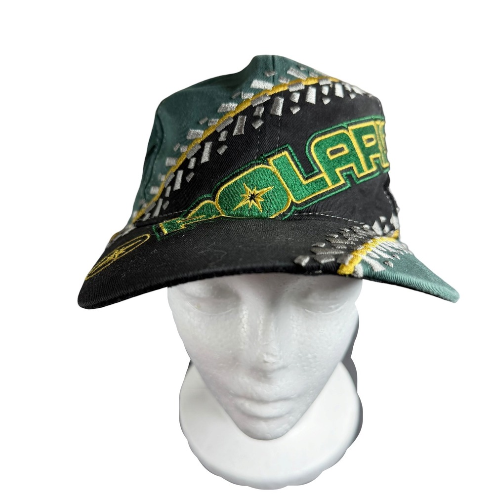 Vintage Polaris ATV Snapback Hat Green Black Embroidered Racing‎ Cap One Size